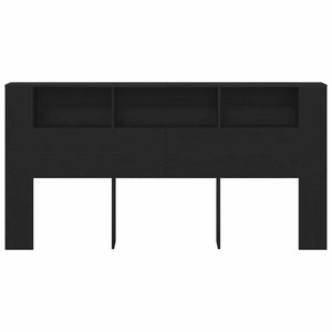 Schwarzes Kopfteil mit Regal Eichenoptik 200cm