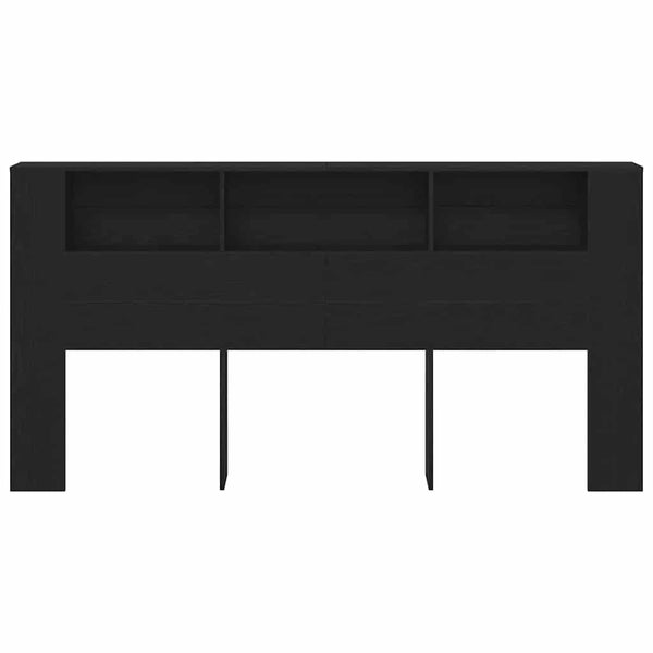 Schwarzes Kopfteil mit Regal Eichenoptik 200cm