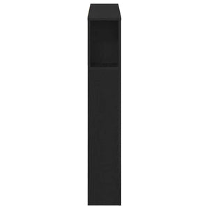Schwarzes Kopfteil mit Regal Eichenoptik 200cm