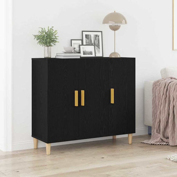 Schwarzes Sideboard in Eichen-Optik, 90 cm