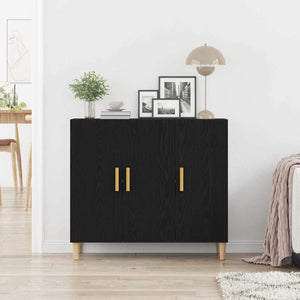Schwarzes Sideboard in Eichen-Optik, 90 cm