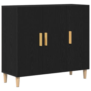 Schwarzes Sideboard in Eichen-Optik, 90 cm