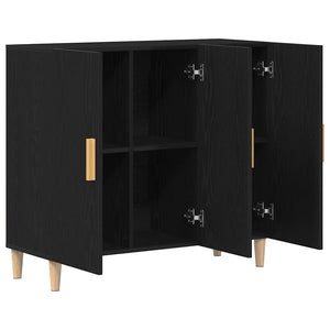 Schwarzes Sideboard in Eichen-Optik, 90 cm