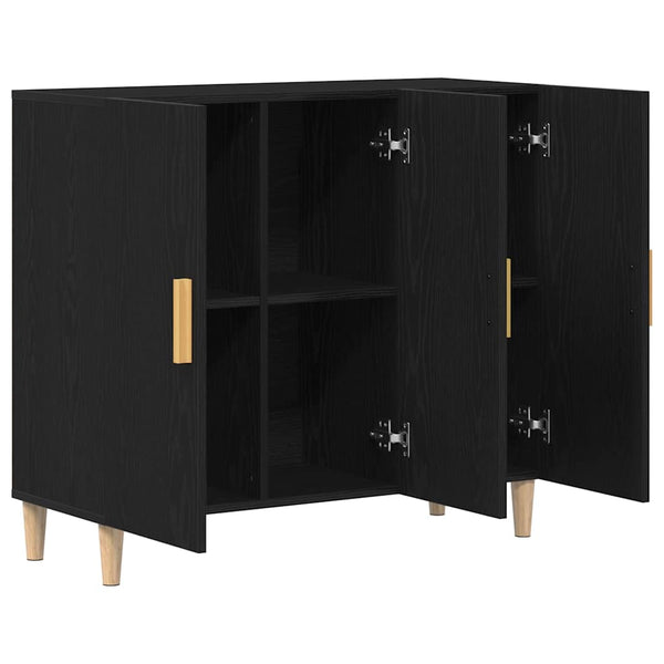 Schwarzes Sideboard in Eichen-Optik, 90 cm