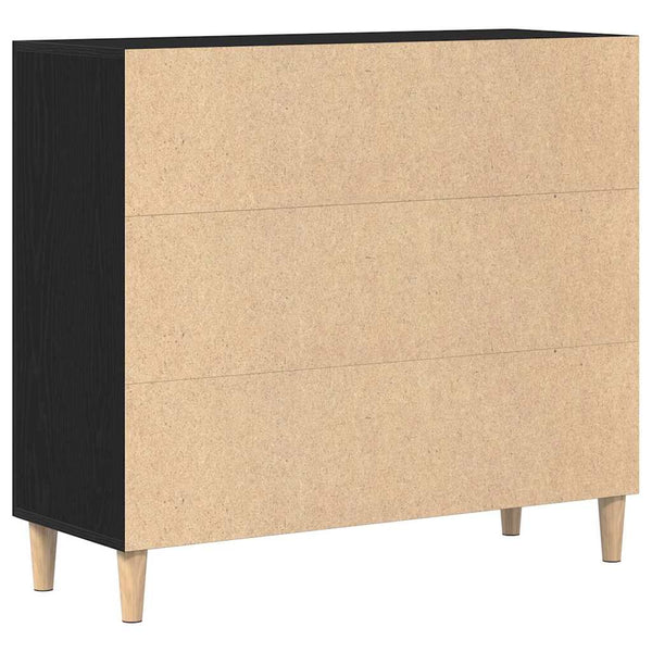 Schwarzes Sideboard in Eichen-Optik, 90 cm