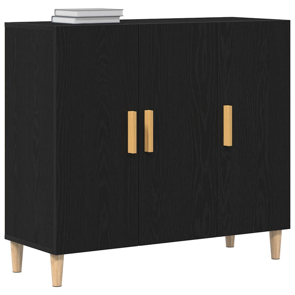 Schwarzes Sideboard in Eichen-Optik, 90 cm