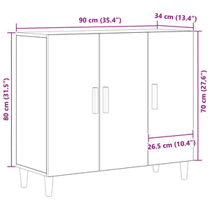 Schwarzes Sideboard in Eichen-Optik, 90 cm