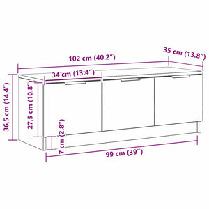 TV-Schrank Schwarz Eichen-Optik 102 cm