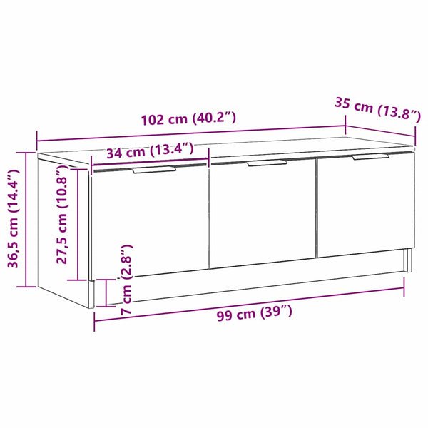 TV-Schrank Schwarz Eichen-Optik 102 cm