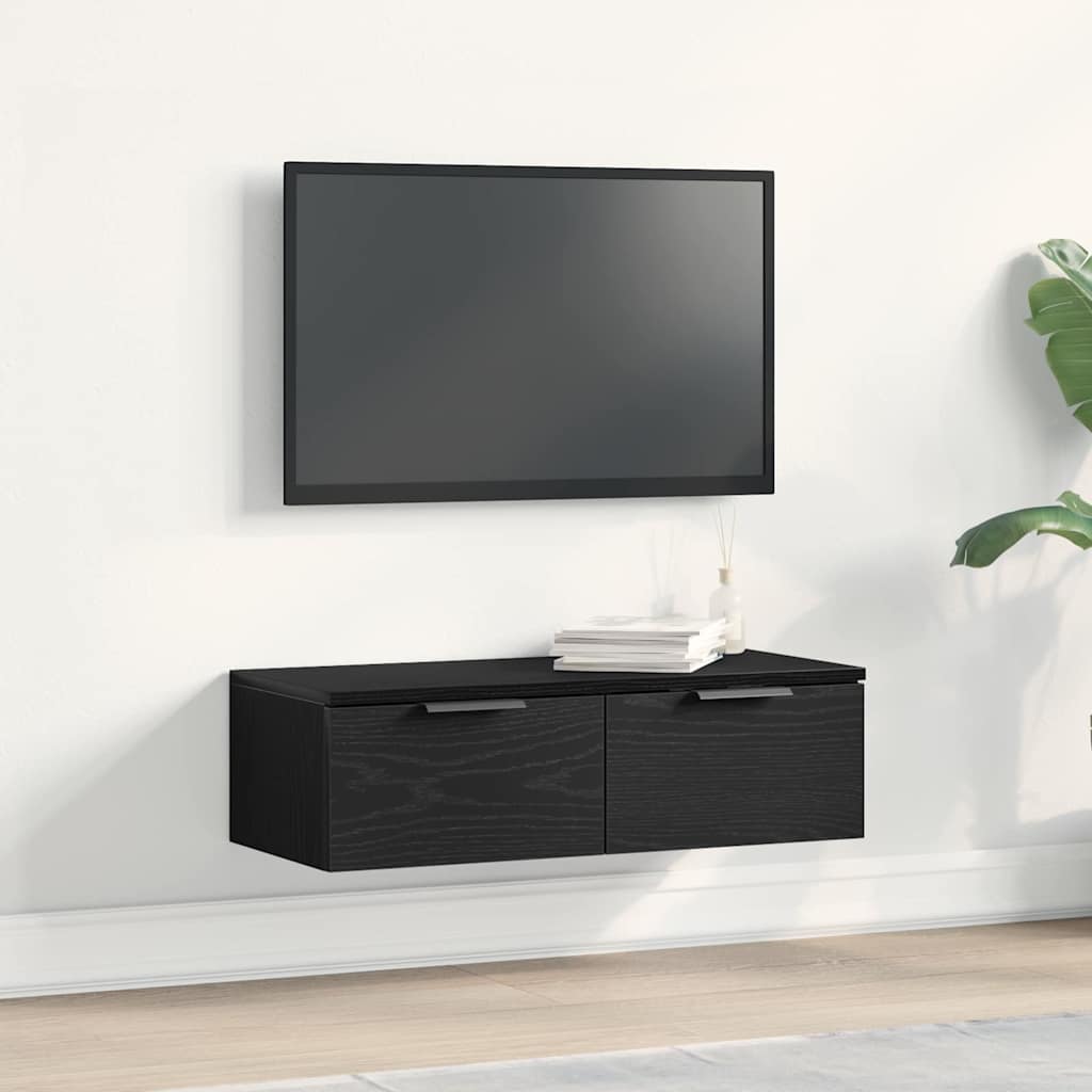 Wandschrank Schwarz Eiche Optik 68x30x20cm