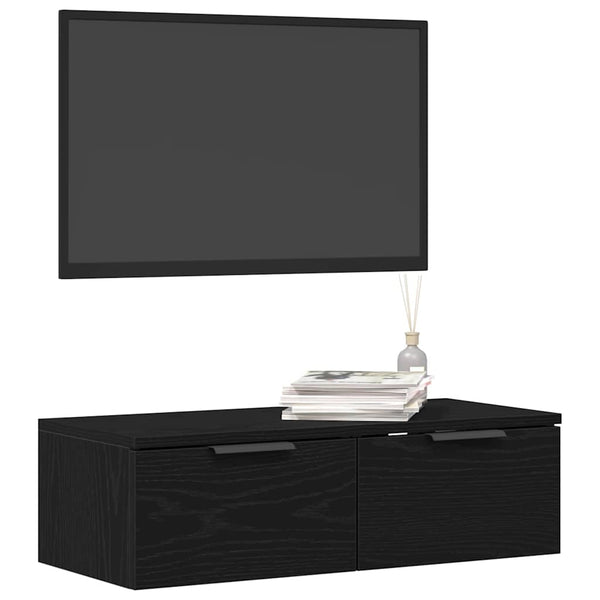 Wandschrank Schwarz Eiche Optik 68x30x20cm