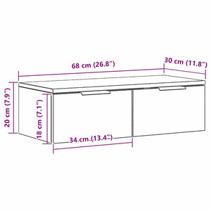 Wandschrank Schwarz Eiche Optik 68x30x20cm