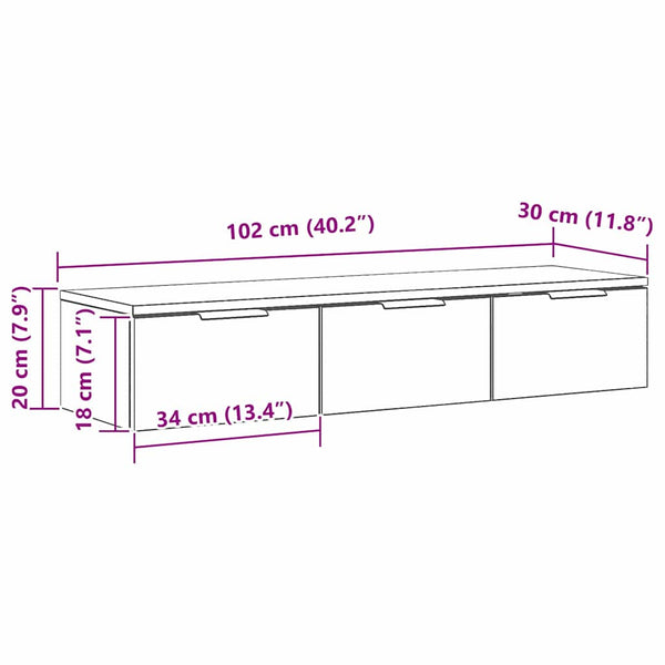 Wandschrank Schwarz Eiche 102 cm