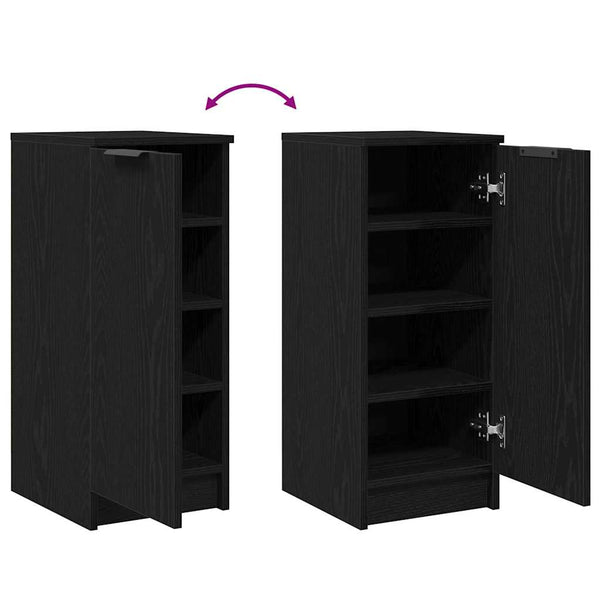 Schuhschrank Schwarz Eichenoptik mit Regal