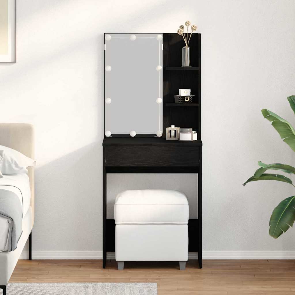 Schminktisch mit Regal Schwarz Eichen-Optik