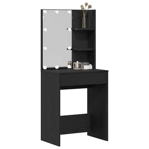 Schminktisch mit Regal Schwarz Eichen-Optik