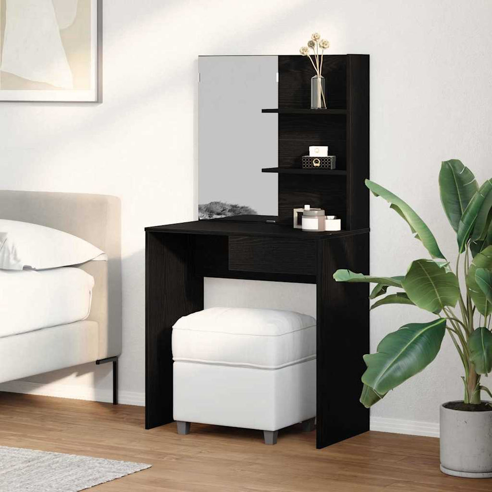 Schminktisch mit Regal Schwarz Eiche
