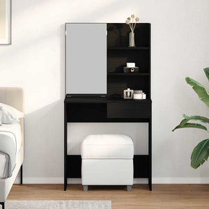 vidaXL Coiffeuse avec étagère Noir aspect chêne 74,5 x 40 x 141 cm