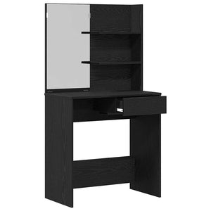 vidaXL Coiffeuse avec étagère Noir aspect chêne 74,5 x 40 x 141 cm