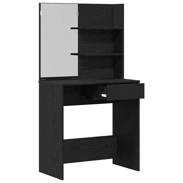 vidaXL Coiffeuse avec étagère Noir aspect chêne 74,5 x 40 x 141 cm
