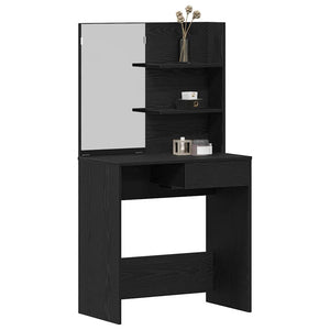 vidaXL Coiffeuse avec étagère Noir aspect chêne 74,5 x 40 x 141 cm