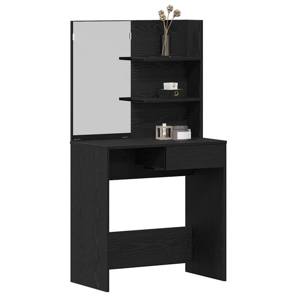 vidaXL Coiffeuse avec étagère Noir aspect chêne 74,5 x 40 x 141 cm