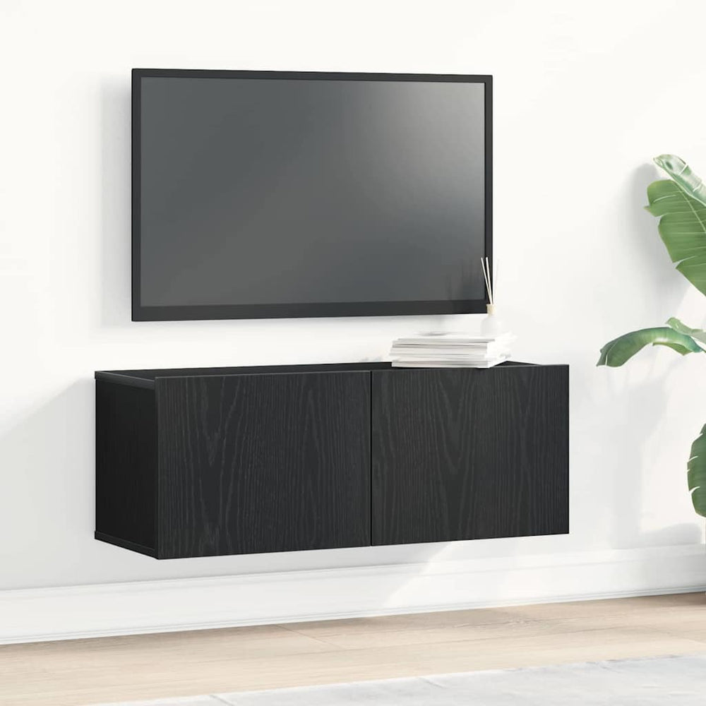 TV-Schrank 2er Set Schwarz Eichenoptik