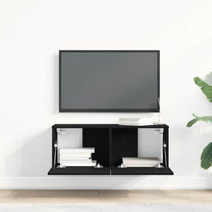 TV-Schrank 2er Set Schwarz Eichenoptik