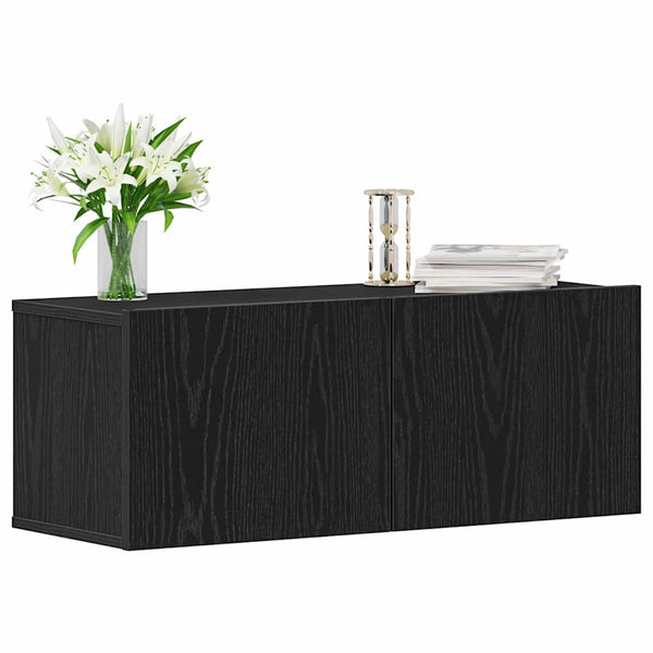 TV-Schrank 2er Set Schwarz Eichenoptik