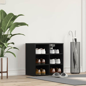 Schuhschrank Schwarz Eichenoptik mit Regal