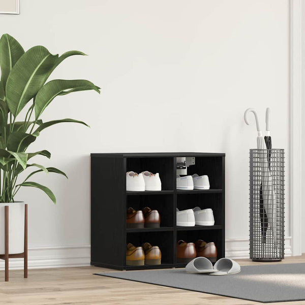 Schuhschrank Schwarz Eichenoptik mit Regal