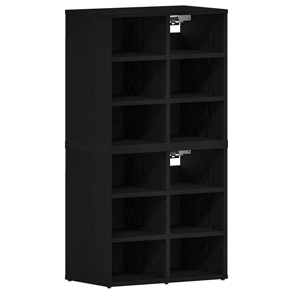 Schuhschrank 2er Set Eichen-Optik Schwarz