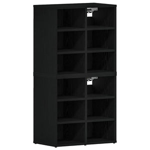 Schuhschrank 2er Set Eichen-Optik Schwarz