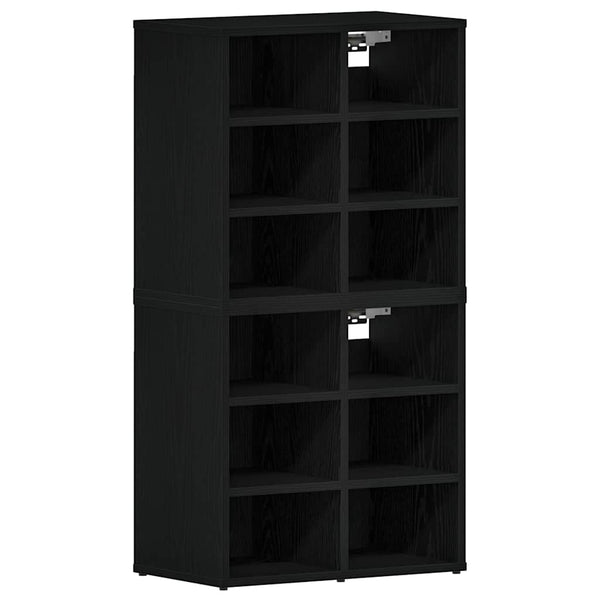 Schuhschrank 2er Set Eichen-Optik Schwarz