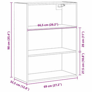 Hängender Wandschrank Schwarz Eiche 69,5x32,5x90cm
