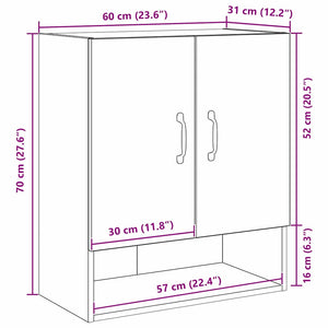 Wandschrank Schwarz Eiche 60x30x70cm
