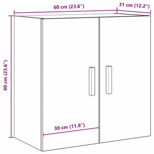 Wandschrank Schwarz Eichenoptik 60 cm