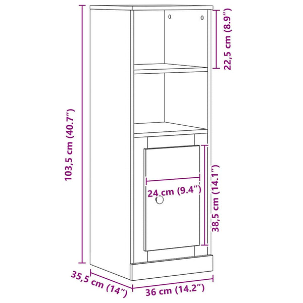 Highboard Schwarze Eiche, 103,5 cm hoch