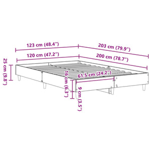 Bettrahmen 203x123 cm Schwarz Eichenoptik