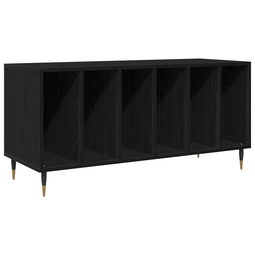 Schallplattenschrank Schwarz Eichenoptik