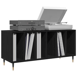 Schallplattenschrank Schwarz Eichenoptik