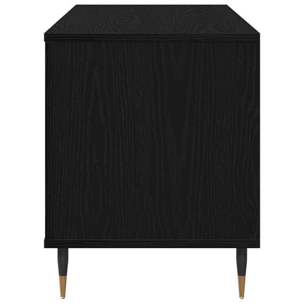 Schallplattenschrank Schwarz Eichenoptik