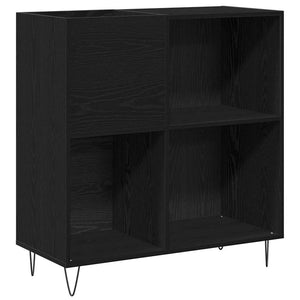 Schallplattenschrank Schwarz Eichenoptik