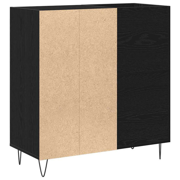 Schallplattenschrank Schwarz Eichenoptik