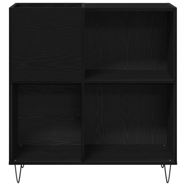 Schallplattenschrank Schwarz Eichenoptik