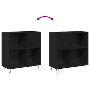 Schallplattenschrank Schwarz Eichenoptik