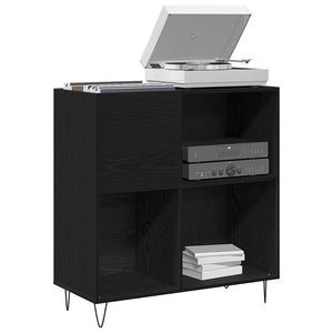 Schallplattenschrank Schwarz Eichenoptik