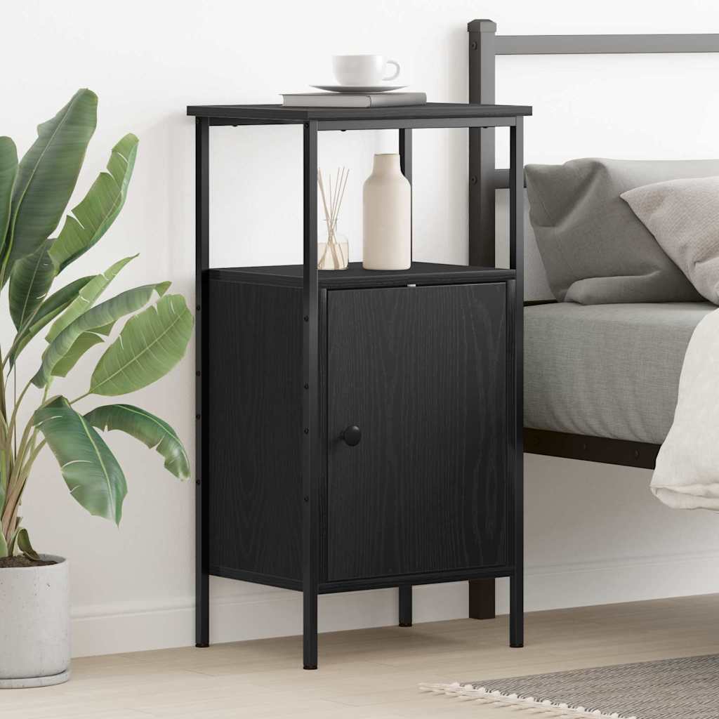 Nachttisch Schwarz Eichenoptik 80cm