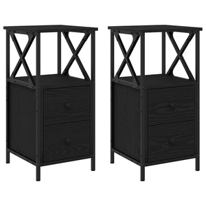 Nachttisch 2er-Set, Schwarz Eiche