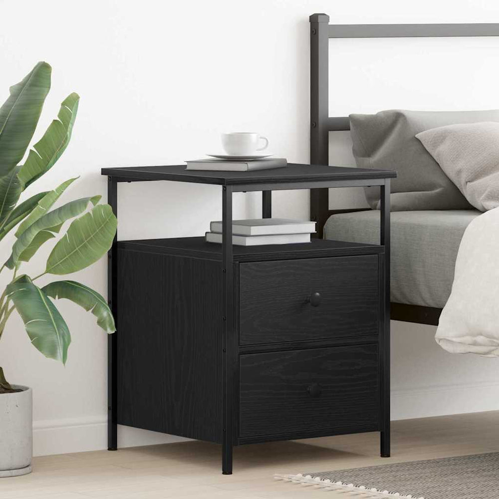 vidaXL Bedside Cabinet Black Oak Look 34 x 35.5 x 50 cm Engineered Wood